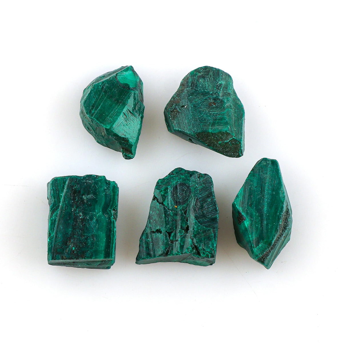 CRYSTALINES Wholesale 5pcs Natural Raw Malachite Gemstones, DIY Jewelry Making, High Grade Supply, Chakra Healing Crystals, Gem Collection, Rough Stones