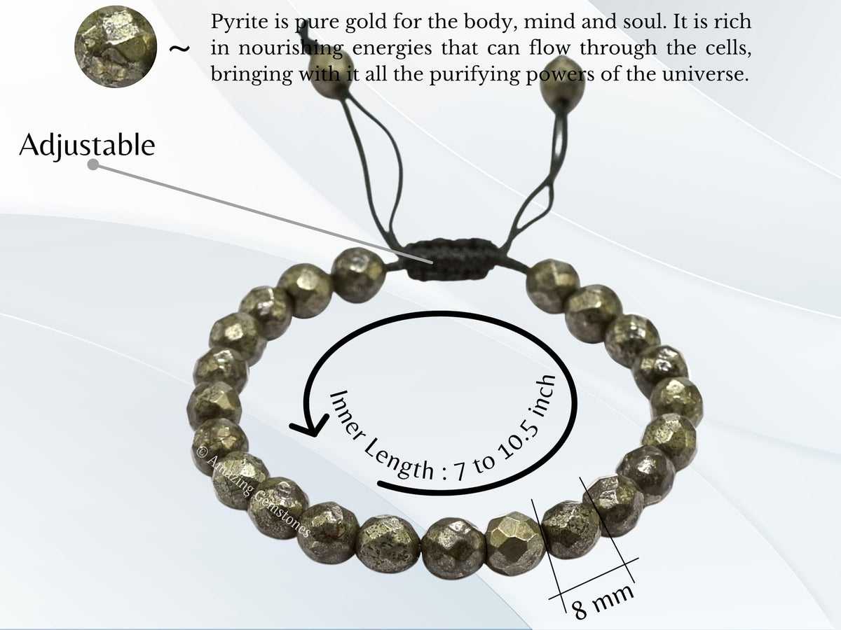 Amazing Gemstone Pyrite Bracelet for Women - Chakra Mens Bracelet Protection Crystals and Healing Stones - Blessing Bracelet Spiritual Meditation Gift Christmas Stocking