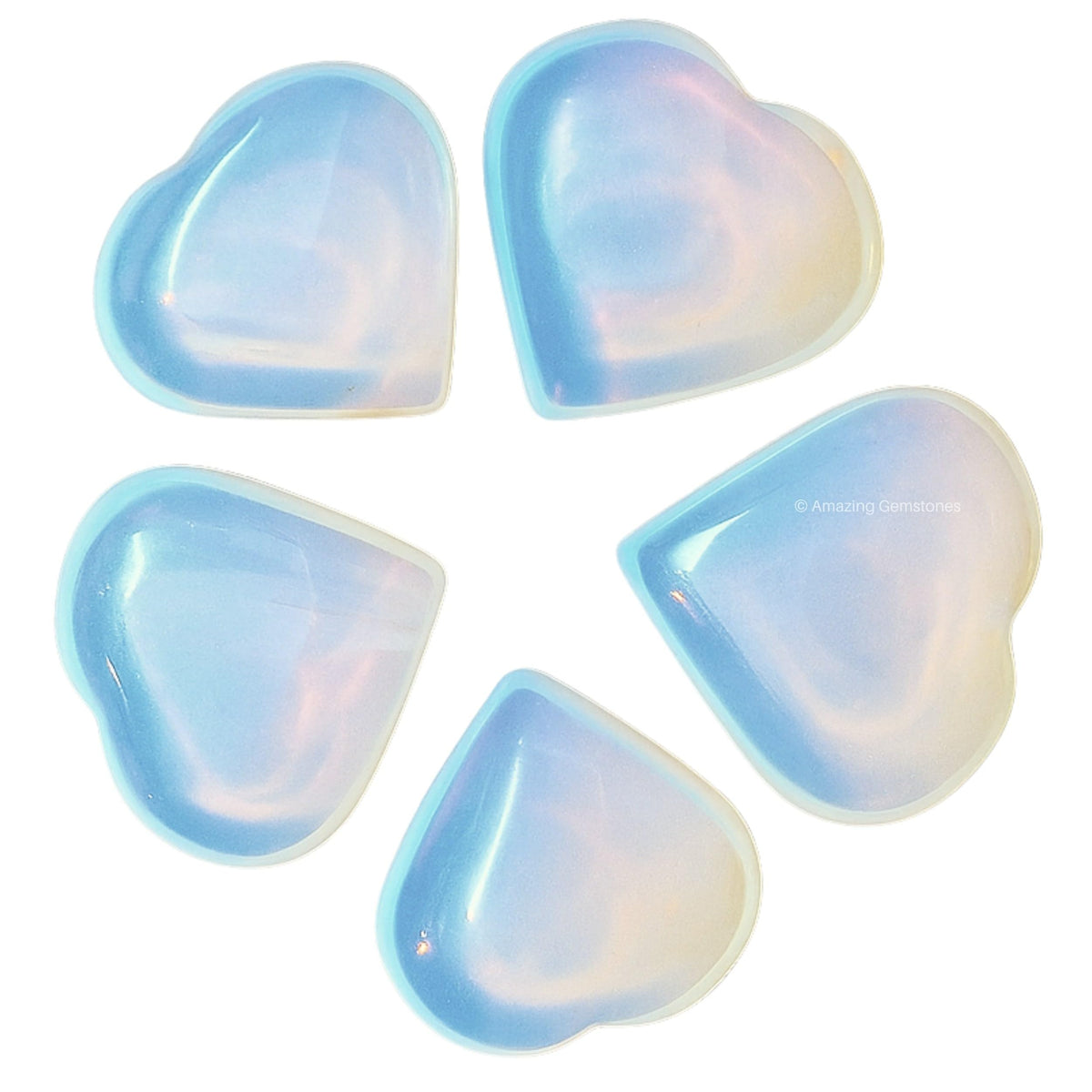 Amazing Gemstone Opalite Stone Heart - Pack of 2 Crystal Heart Stones Rocks - Corazones De Piedra Crystals and Healing Stones Heart Shaped Crystal - Stocking Stuffers Gifts