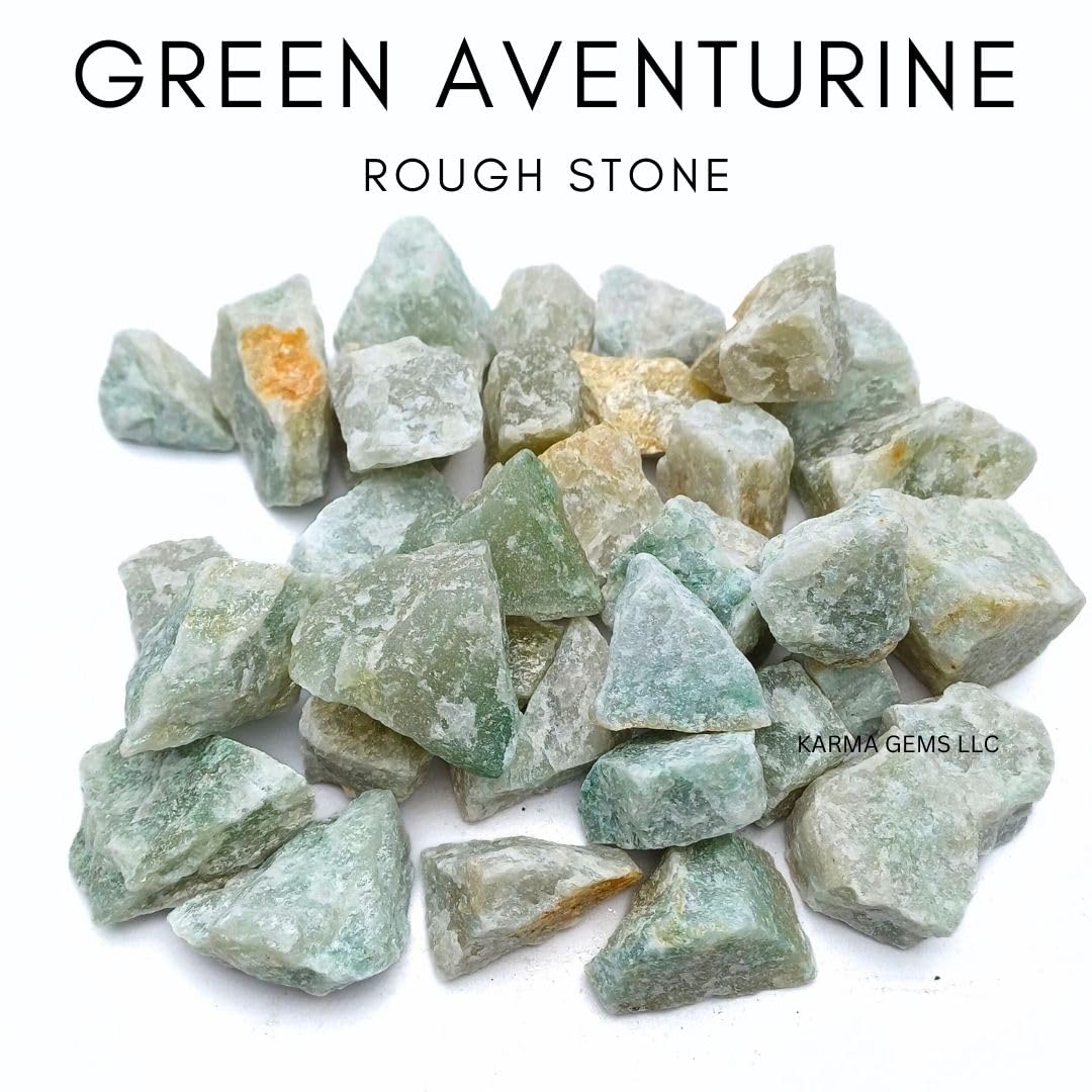 Karma Gems 5 Pcs Rough Green Aventurine Crystals - Real Cool Agate Gemstones - Natural Stone Brings Luck, Abundance, and Prosperity in Life - Perfect Crystal Gift for Kids