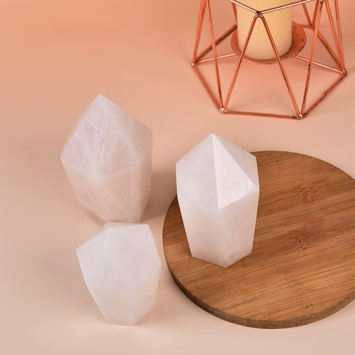 VIZYTOU White Crystal Stone Tower Obelisk Large Healing Crystal Rock Point Wand Reiki Healing Meditation Stone 1.1-1.7 LBS
