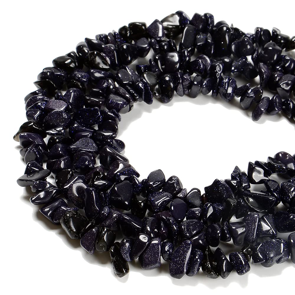 PLTbeads 7-8mm Natural Blue Sandstone Gemstone Chips Beads Healing Crystals Waist Bracelets Necklace Kit Irregular Stone DIY Crafts Design Jewelry Making