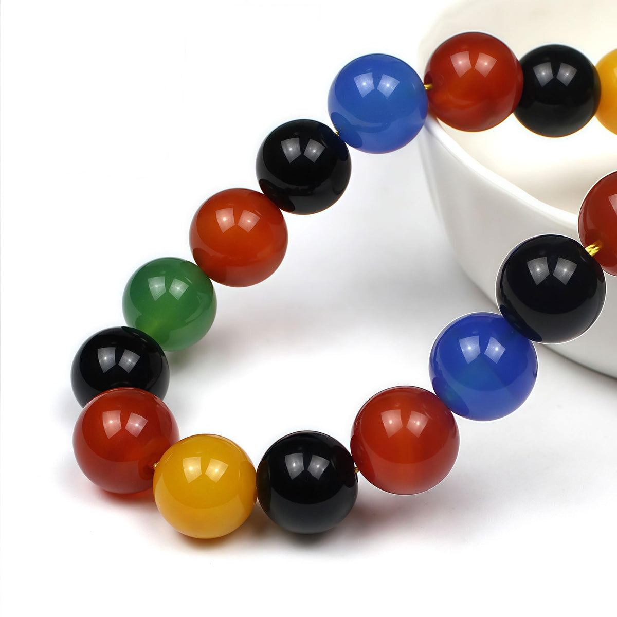 MJDCB AAA Natural Multicolor Agate Beads Round Colorful Stone Energy Healing Beads for DIY Necklace Bracelat Jewelry Making Strand 15" (4mm)
