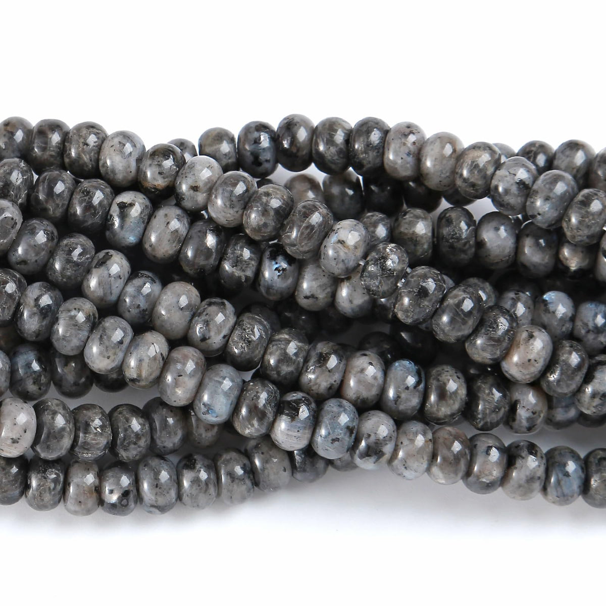 5x8mm 76pcs Natural Stone Black Labradorite Rondelle Spacer Loose Beads Abacus Disk Stone Round Loose Gemstone Beads for Jewelry Making DIY Bracelet Necklace