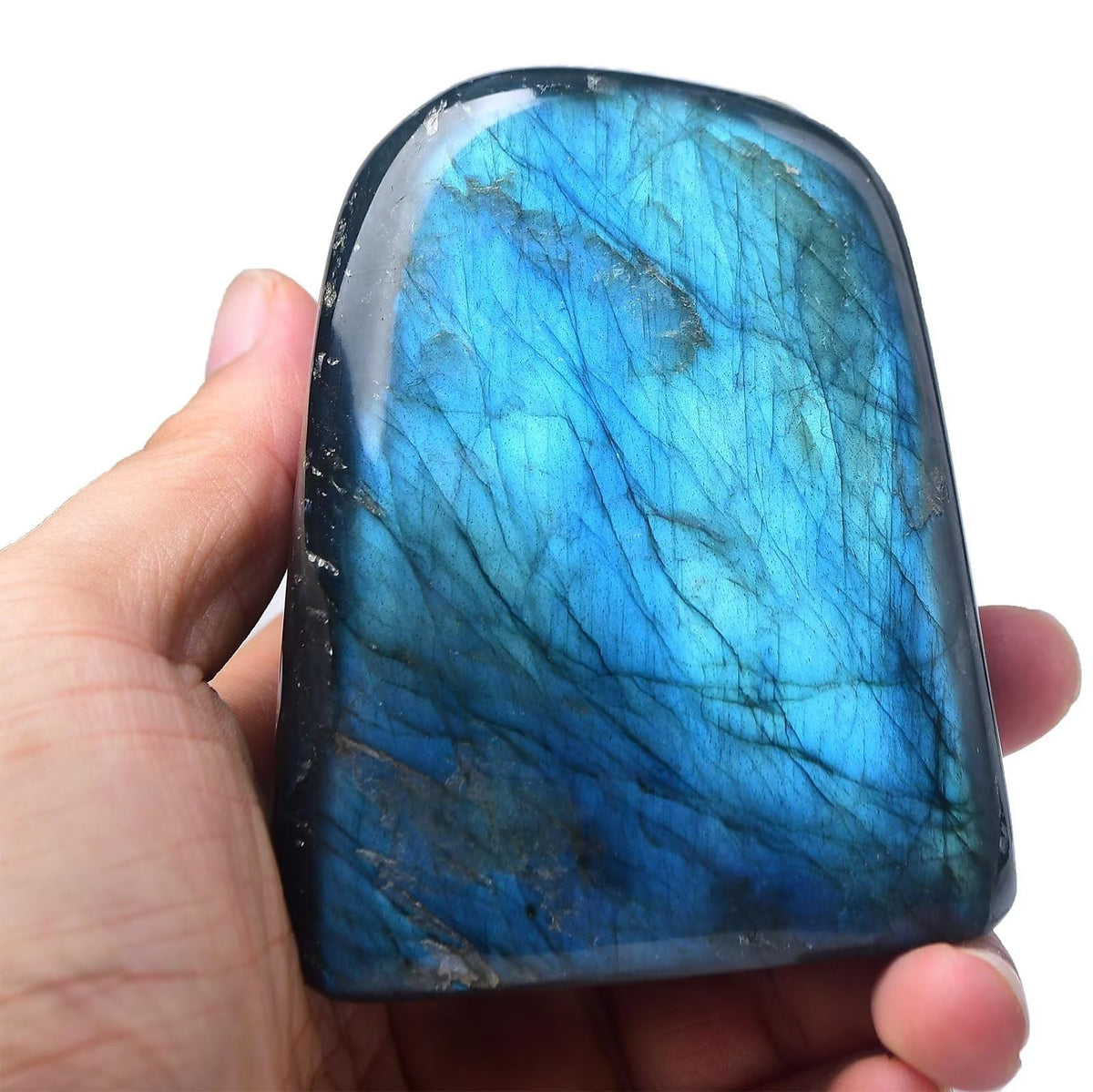 FZBHRO Small Labradorite Rock Polished Blue Labradorite Slab Healing Crystal Stone Block for Meditation Gift Home Decor 0.6-0.8 Pound