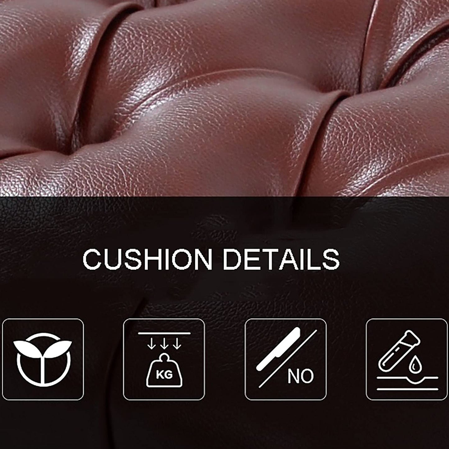 EliteBloom Leather Piano Bench Single Piano Stool Piano Bench with Solid Wood Leg Adjustable Piano Bench Luxury Cushion Height: 46-56Cm,Reddish Brown,Brown