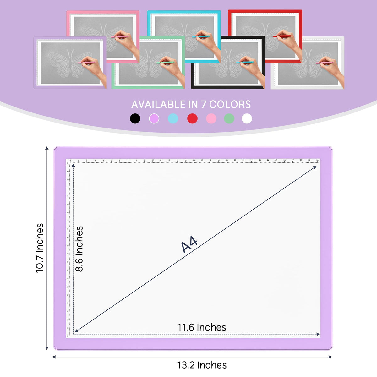 iVyne Corded Light Pad for Weeding Vinyl - A4 Light Box for Drawing - Light Board for Tracing - Light Box for Diamond Painting, Weeding Vinyl, Sketching, Tracing (Purple)