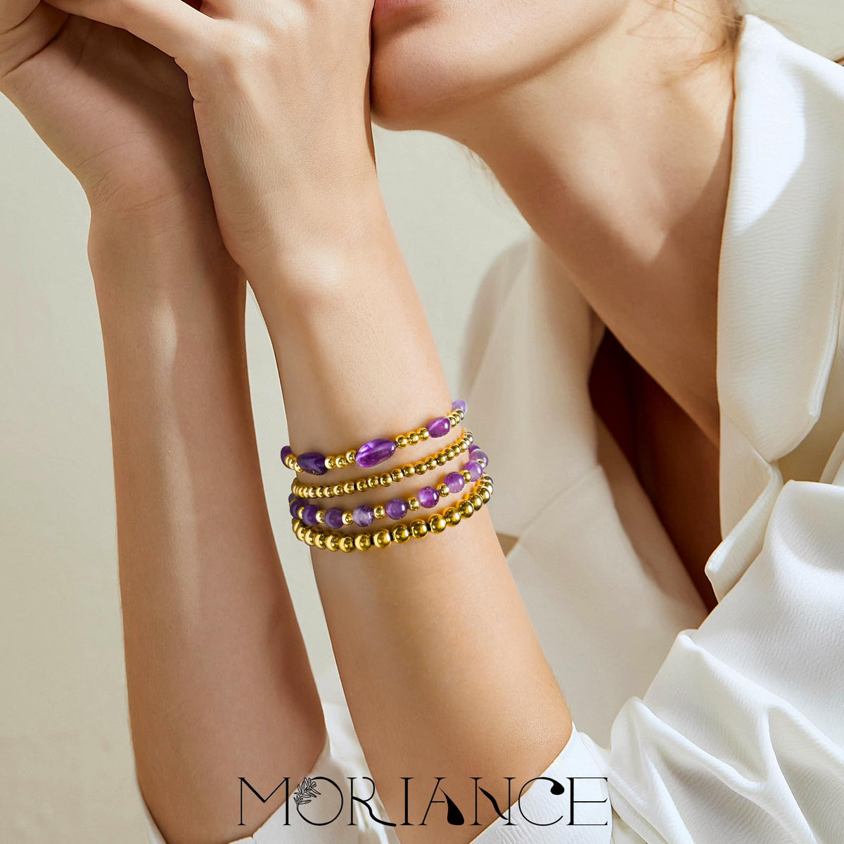 MORIANCE Aventurine Bracelet for Women Aventurine Crystal Jewelry Gold Bracelets for Women Stack Gold Bead Bracelets Green Beaded Crystal Gemstone Bracelet
