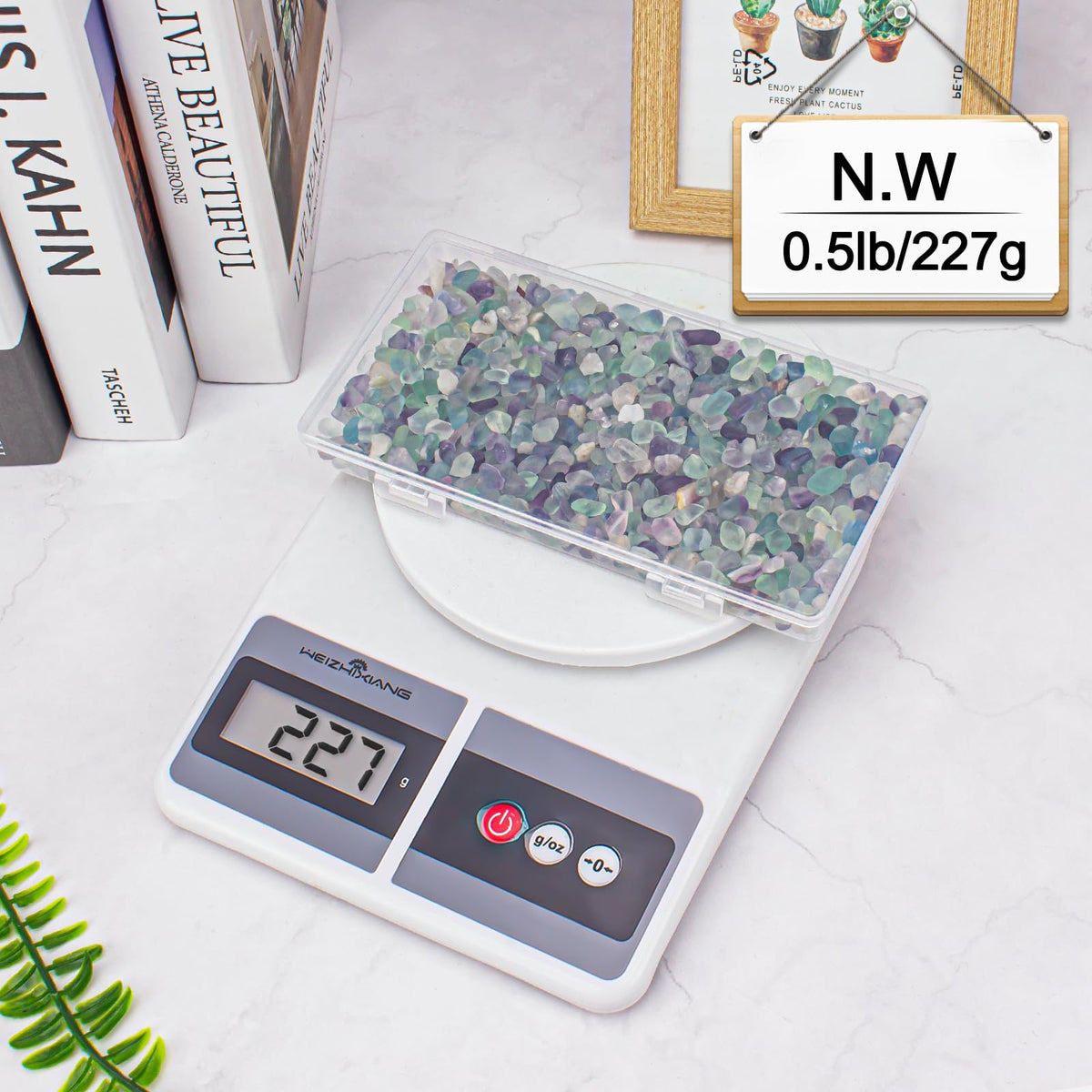 EZEELAI 0.5 Lb/230g Fluorite Crystal Chips Stones Decorative Crystal Pebbles, Irregular Shaped Natural Quartz Stones Aquarium Gravel Rocks for Vases Filler, Garden and Fish Tank Decoration