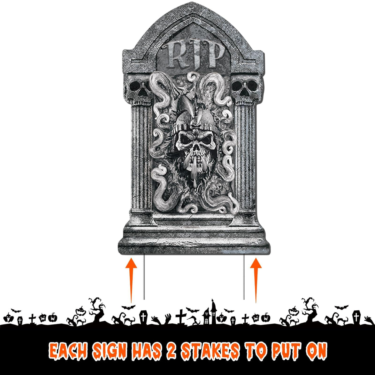 Halloween Decorations Tombstones Yard Sign,6Pcs Luminous Rip Halloween Gravestones With 13.7'' Stake Large Graveyard Glow In The Dark Headstone Signs For Outdoor Yard Lawn Garden Cemetery Scary Decor