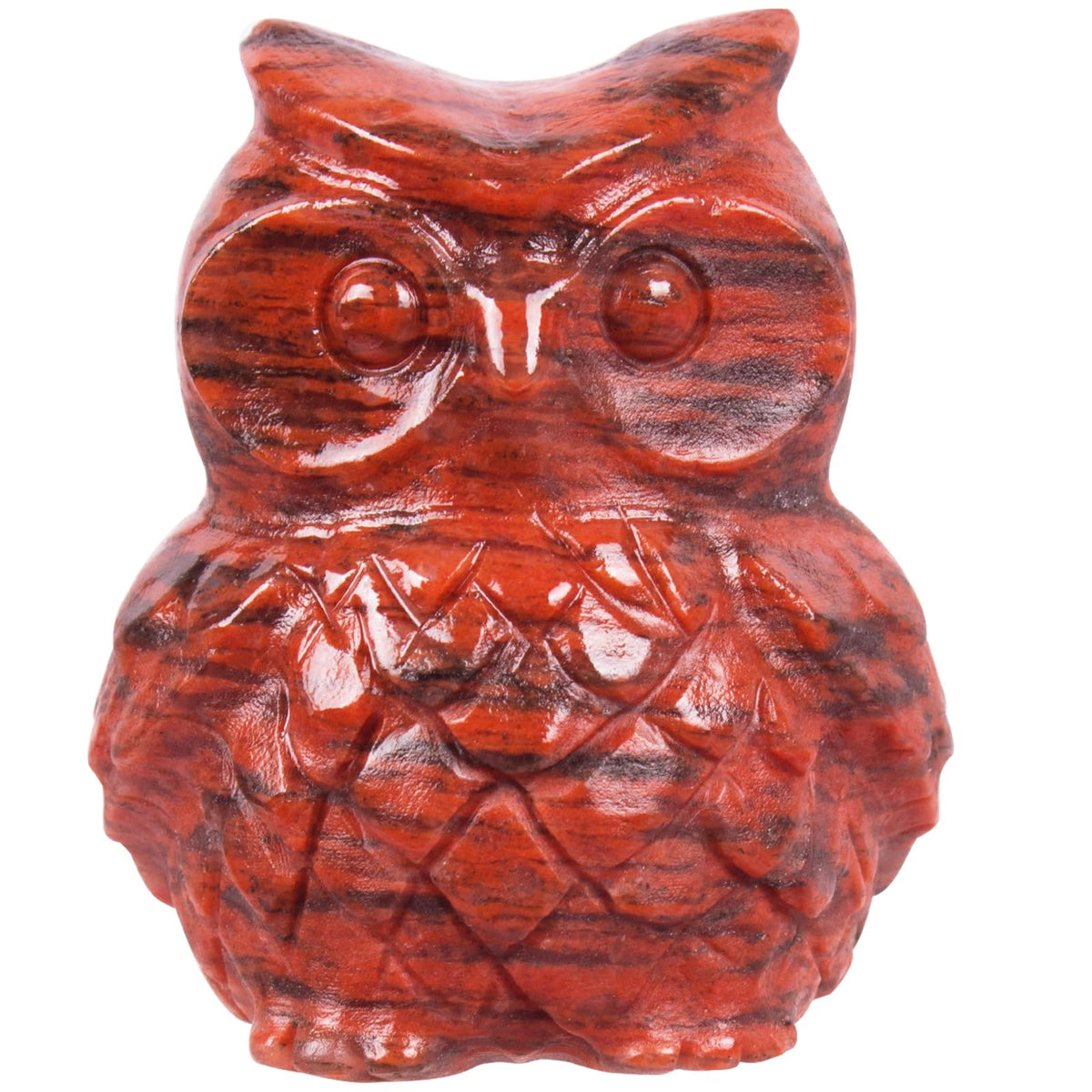 Ytbeoxk 1.9 Inch Red Sesame Stone Owl Statue, Healing Crystal Cute Decor Figurine, Hand-Carved Gemstone, Bedroom Office Spiritual Gift, Owl Gifts