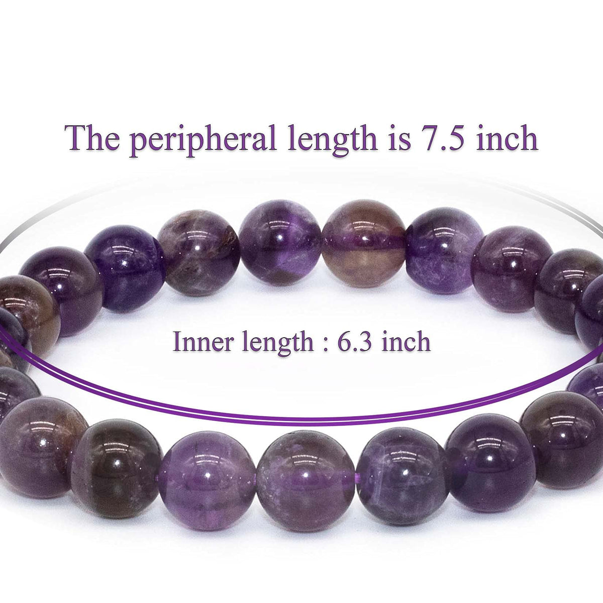 DAZCOLO 8mm Natural Gemstone Stretch Bracelet, Handmade Unisex Crystal Bracelets for Meditation, Yoga, Spiritual Healing & Positive Energy (Dark Amethyst)