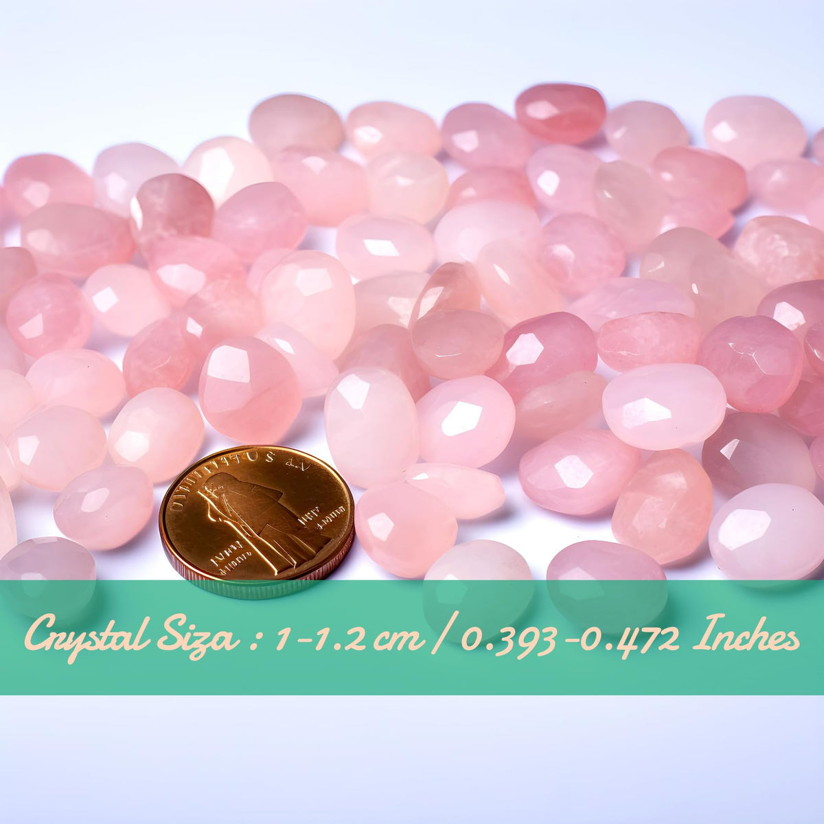 SigMntun Polished Rose Quartz Crystal Set, 0.4", 128 Pcs - Handpicked Tumbled Stones and Crystals Bulk for Healing, Reiki, Meditation, Witchcraft and Home Decor, 10 oz