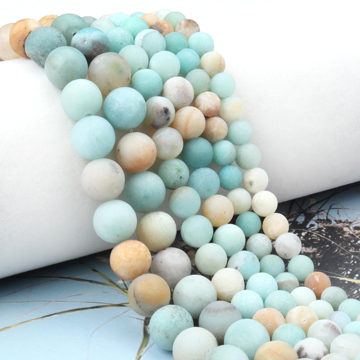 Siomia 45pcs 8mm Natural Matte Amazonite Beads Energy Healing Crystal Round Loose Stone Beads for Jewelry Making, DIY Bracelets Necklaces