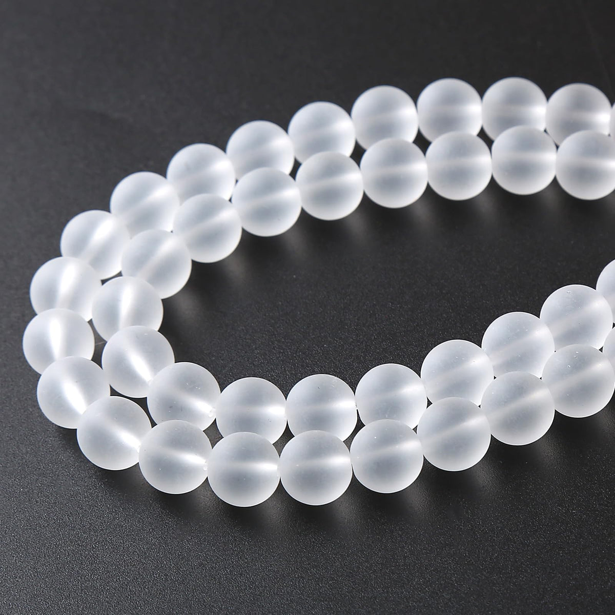 60pcs 6mm Frost White Crystal Glass Beads for Jewelry Making Round Loose Beads DIY Bracelets Necklaces Crystal Energy Healing Stone Beads 15" (6mm, Frost White Glass)