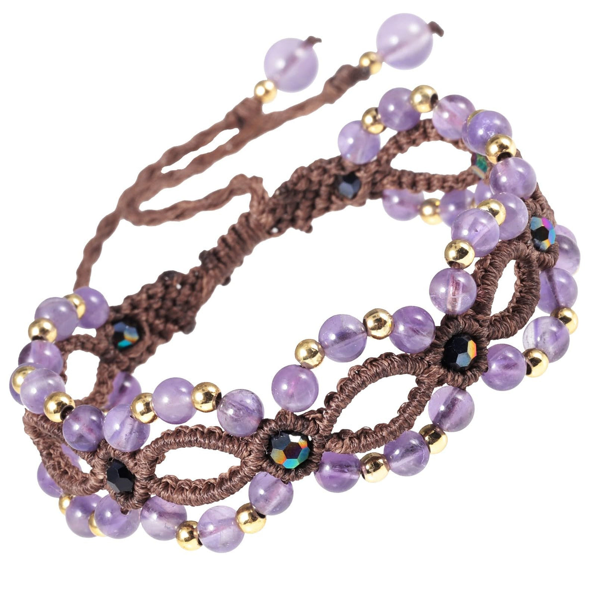 TUMBEELLUWA Handmade Boho Braided Bracelets Healing Crystal Layered Beaded Bracelet Chakra Jewelry Gifts for Women, Amethyst
