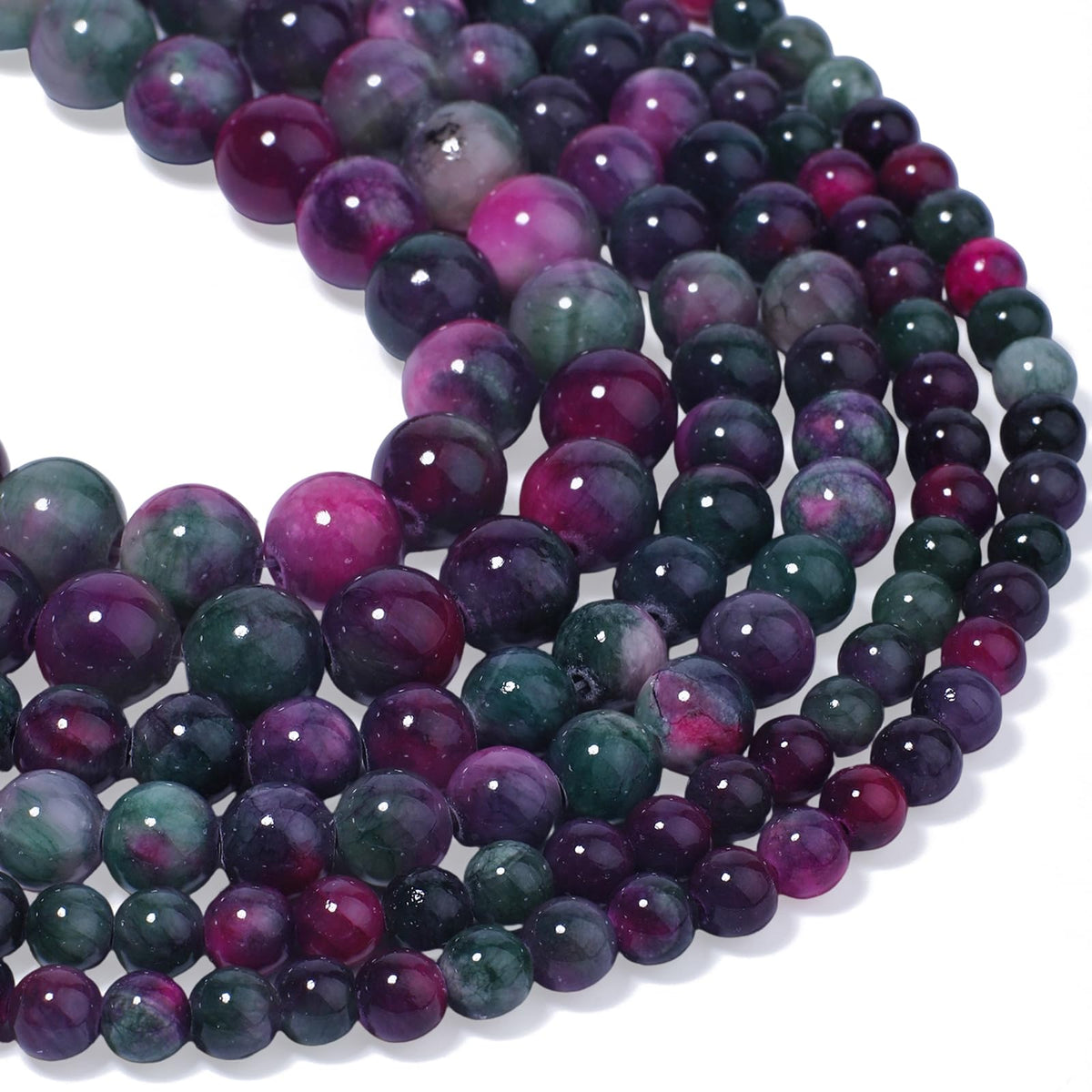 Yochus 50pcs 8mm Mixed Persian Jade Energy Healing Round Bulk Gemstone Beads for Jewelry Making Bracelet Necklace Earring DIY