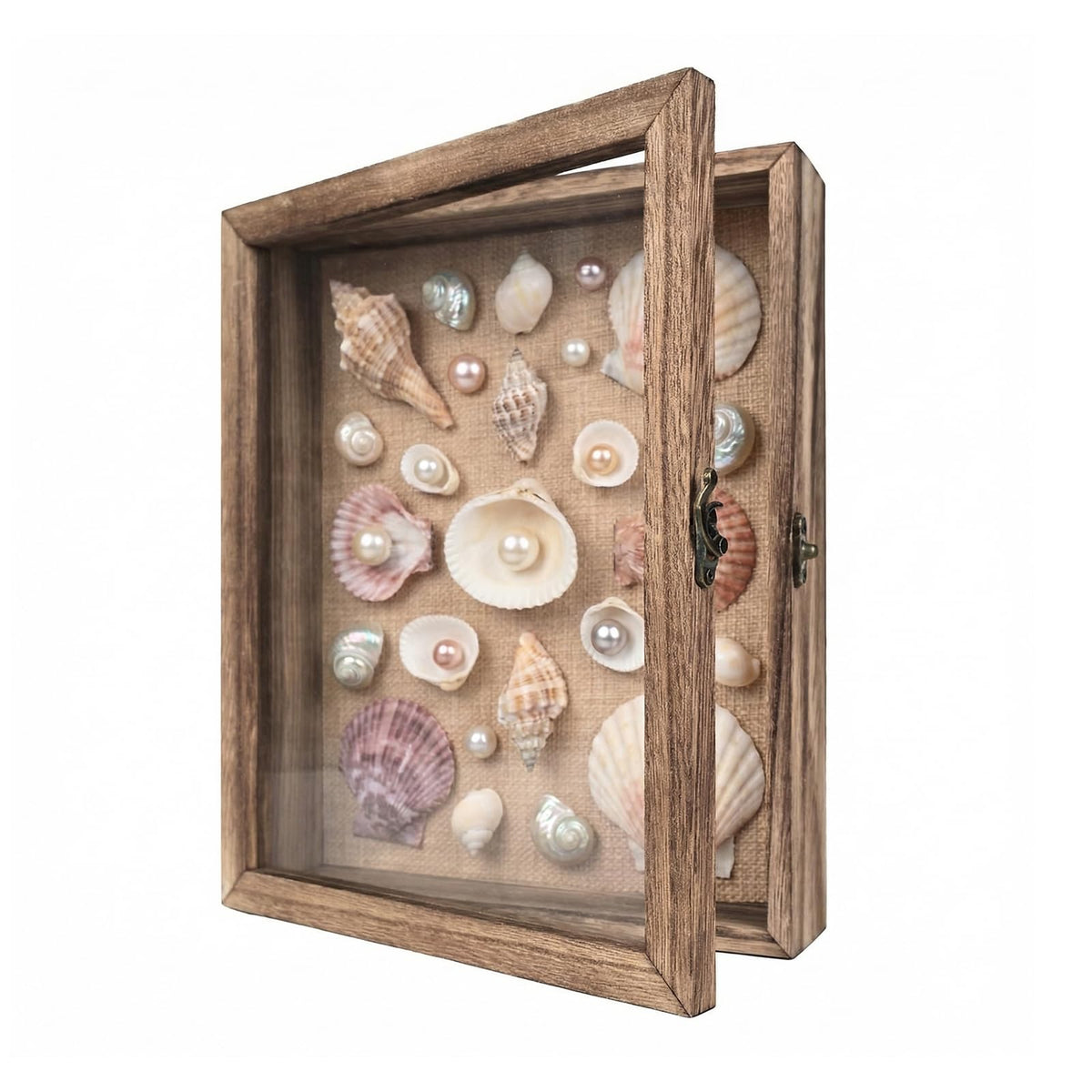 TILBLKUP Shadow Box Frame Display Case 8x10 Shadow Box with Linen Back, Real Glass Window Door with Hinge, Picture Frame for Memorabilia Medals Wedding Bouquet Collections, Memory Box for Keepsakes