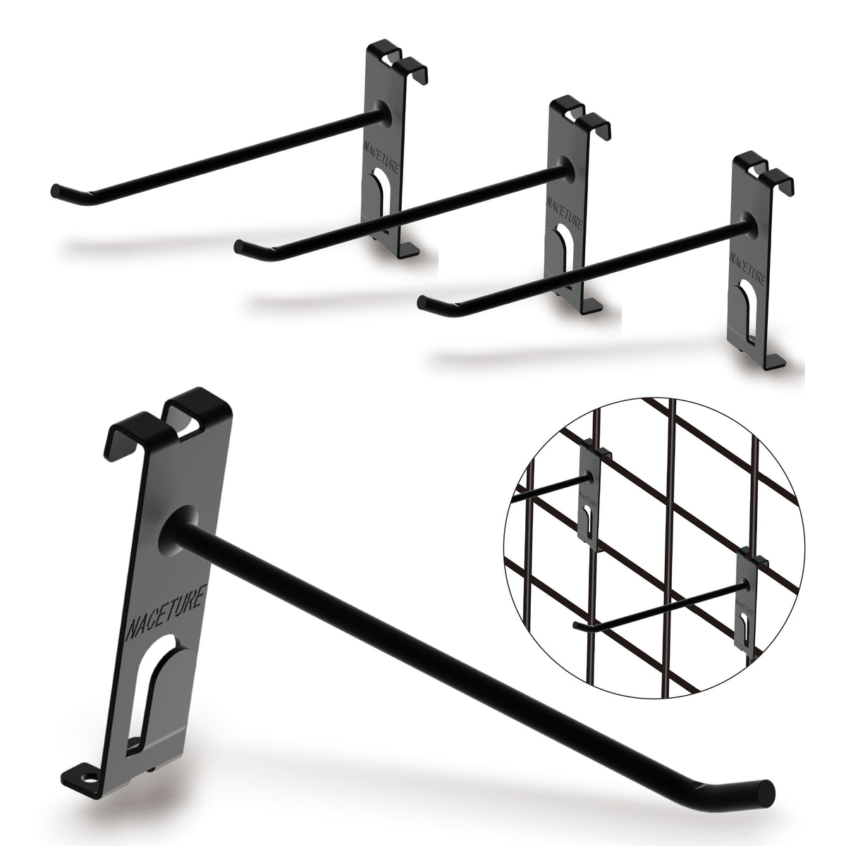 Double Gridwall Hooks- 24 Pcs Display Hooks for Grid Wall Panel- Grid Wall Hooks 6 inch with Extra Hook On The Bottom- Durable Peg Hook Wall Grid Panel Hooks for Hanging Retail Gridwall Accessories