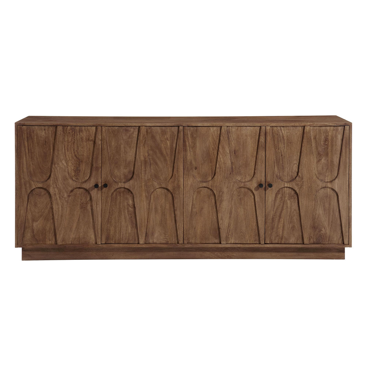 Modway Veda 72 Inch Mango Wood Sideboard Storage Cabinet in Walnut - Mid-Century Modern Buffet Credenza with 4 Doors