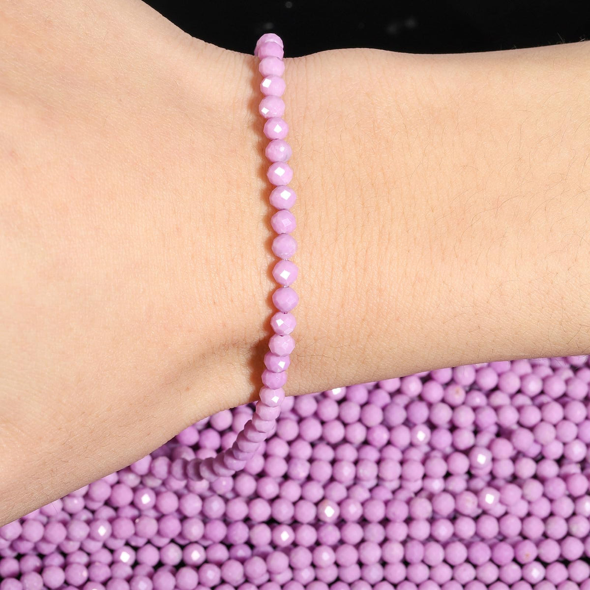 Song Xi 90pcs 4mm Natural Purple Mica Gemstone Beads Faceted Round Loose Stone Beads for Jewelry Making