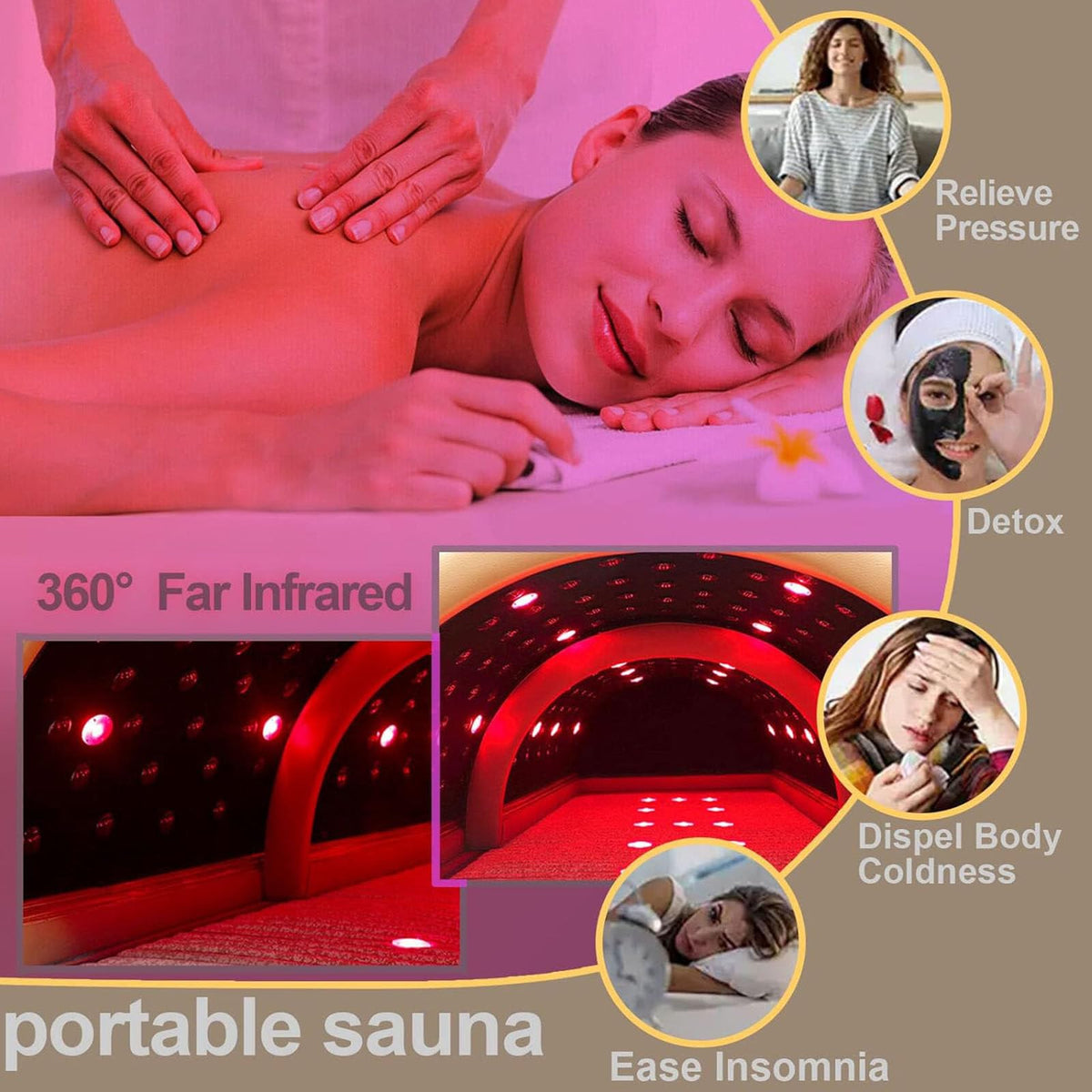 piudoiliy Infrared Sauna Dome, Near Zero EMF Function, 1200W, Portable Home Sauna with Therapeutic Jade Stones, Infrared Photon Light, Steam Tent (White)