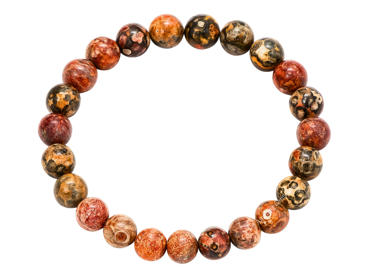 Amazing Gemstone Crystal Bracelet for Women Men's Gifts - Protection Healing Crystal Bracelet - 8mm Gemstone Beaded Stretchable Bracelet Pulseras Para Hombres Mujer Stocking Stuffers Mothers Day Gift (Leopard Jasper)