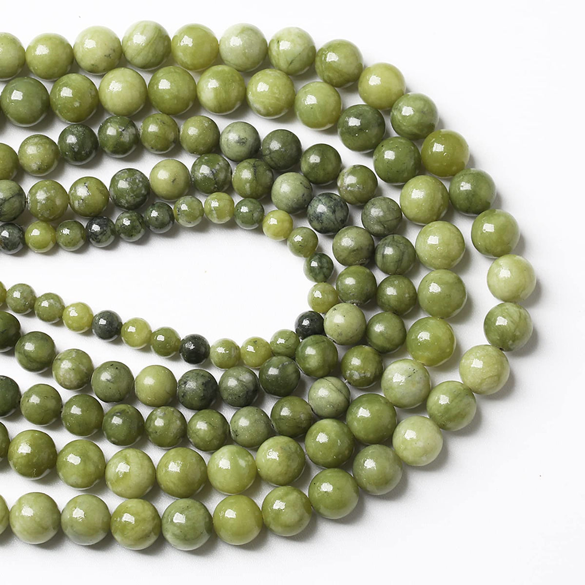 Natural Chinese Green Jade Beads Gemstone Round Loose Beads for Jewelry Making DIY Bracelet Necklace 10mm 36pcs 15" Inch