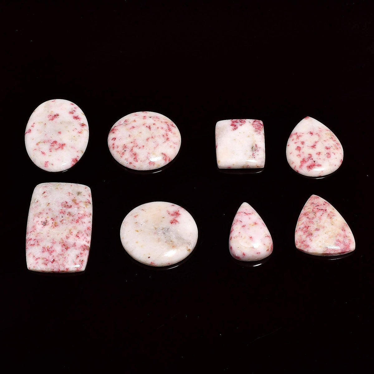 GEMKORA 5pcs Natural Cinnabar Gemstone Wholesale Cabochons Lot, Jewelry Making Loose Gemstone, Polished Home Decor Specimen, DIY, Wire Wrapping, Reiki, Healing Crystals, Bulk Gemstone Deal