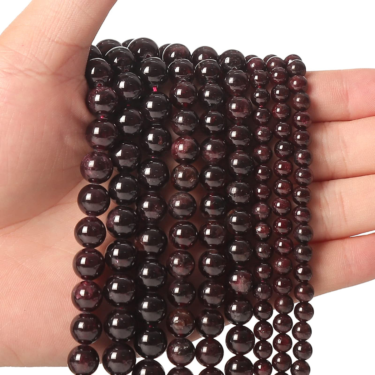 35pcs 10mm Natural Stone Beads Red Garnet Beads Energy Crystal Healing Power Gemstone for Jewelry Making, DIY Bracelet Necklace