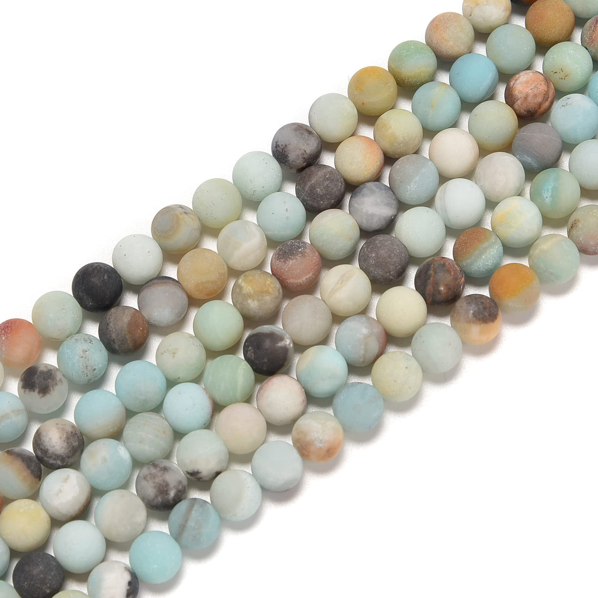 jodaying 8mm Colorful Amazonite Matte Round Natural Gematone Loose Beads for Jewelry Making DIY 1 Strand 15"