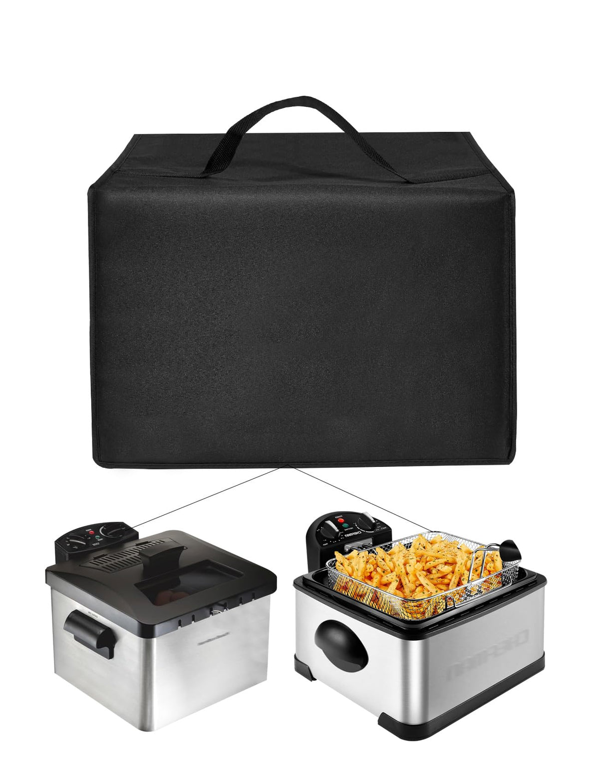 Deep Fryer Cover Heavy Duty Waterproof Heat Resistant Nylon Cover Case for Hamilton Beach Electric/for Elite Gourmet EDF-401T Electric/for Chefman 4.5 Liter Deep Fryer