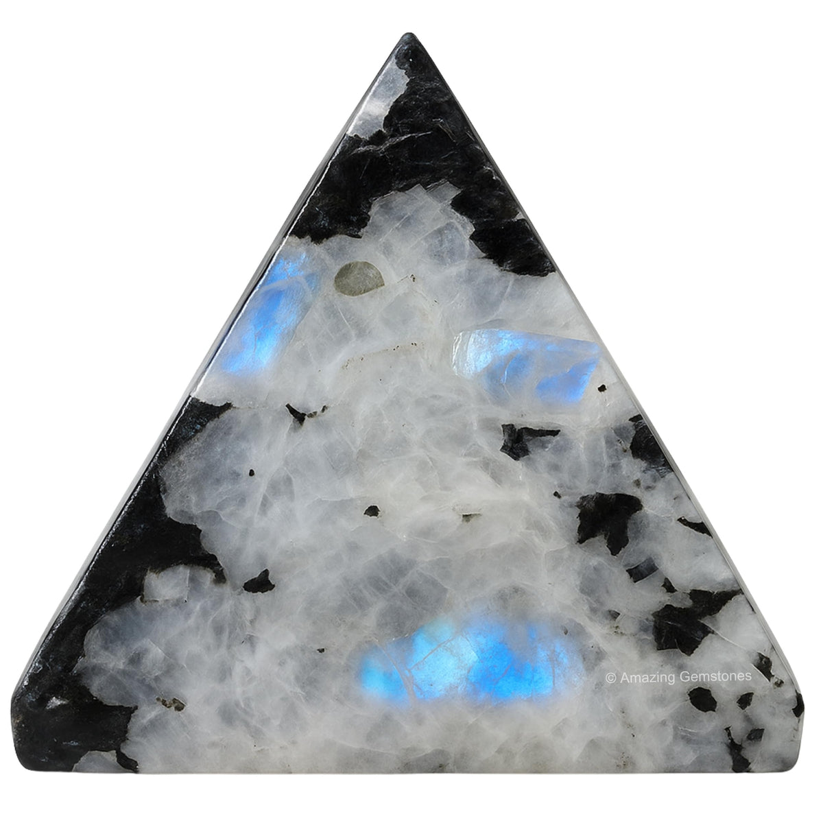Amazing Gemstone Rainbow Moonstone Pyramid Crystal Healing Stones - 2" Great Pyramid Figurine of Natural Stone Pyramid for Meditation, Reiki, Chakra Balancing and Crystal Pyramids Grid