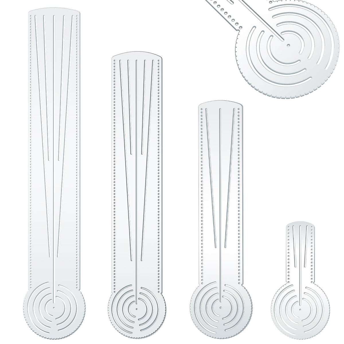 ForraFun 4 Pcs 3-in-1 Mandala Ruler Tool with Holes 4 Size Mandala Dot Art Circle Maker Compass Protractor Straight Dotting Ruler for DIY Drawing Stencil Art Geometric Projects