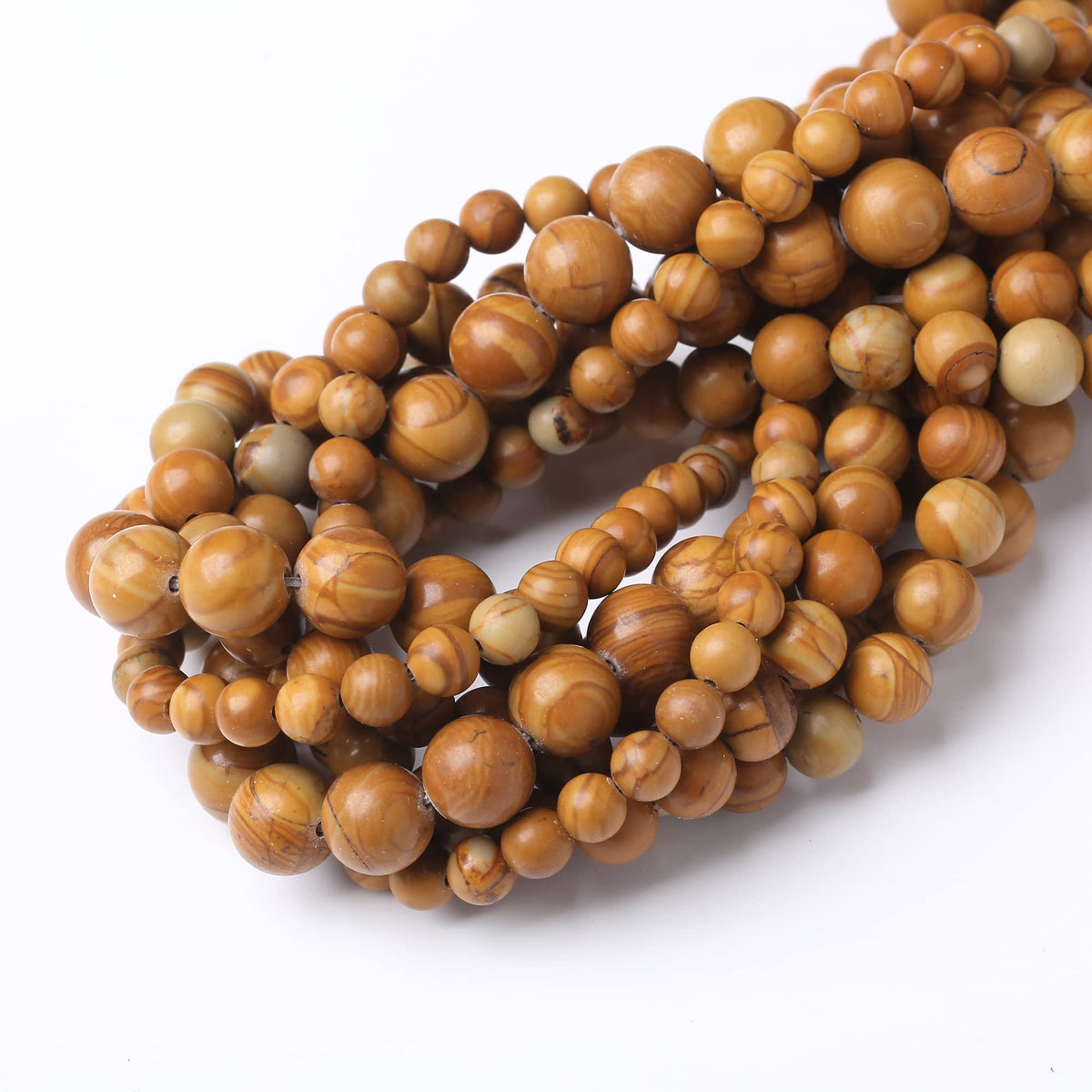 8MM Woodgrain Jasper Round Loose Beads Natural Gem Beads Crystal Energy Stone Beads for Jewelry Making DIY Bracelet Necklace