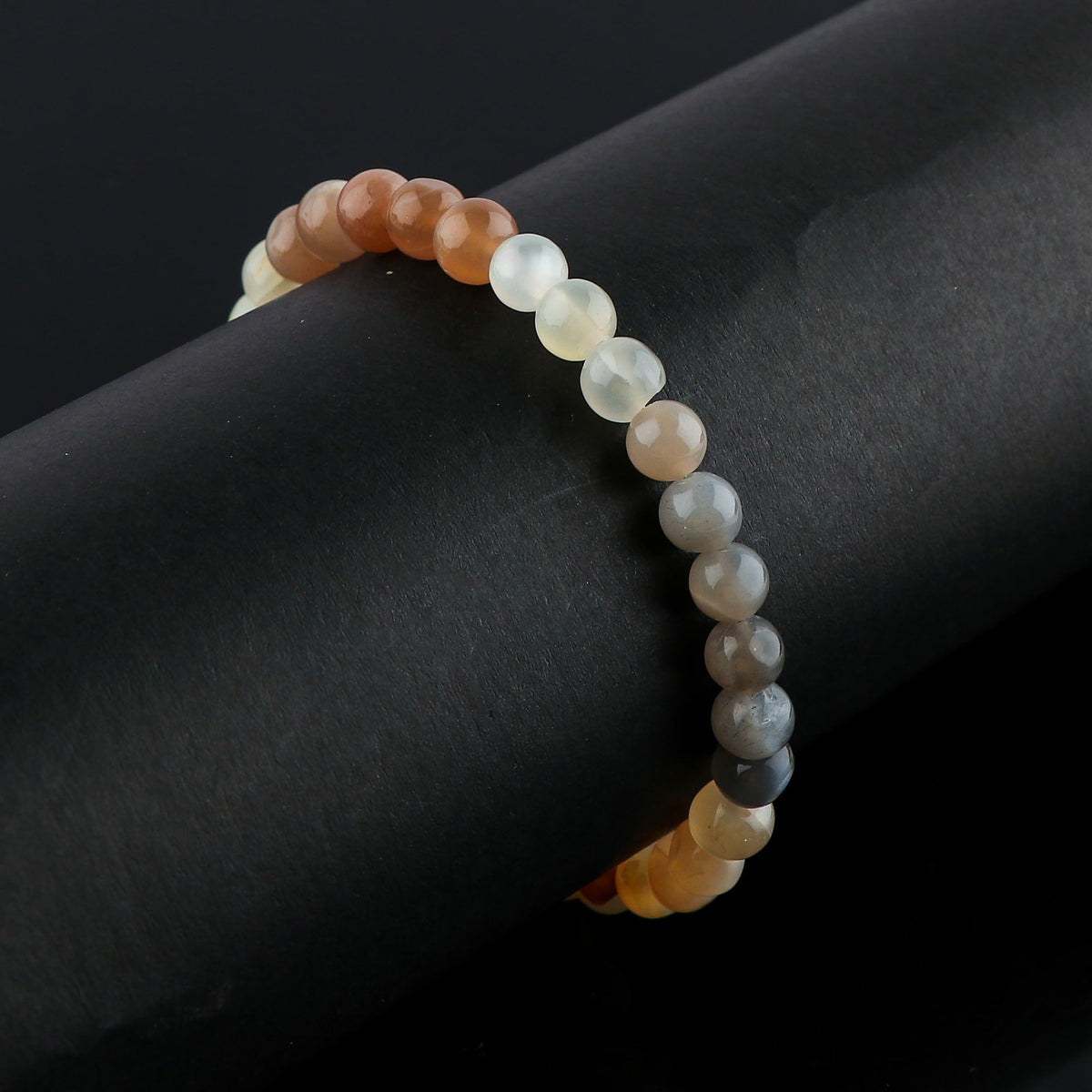 TGH Natural Multi Moonstone Bracelet – Healing Crystal Jewelry for Emotional Balance & Intuition – Handmade 6mm Beads Elastic Stretch Bracelet 7.5 Inch for Women & Men Christmas Gift