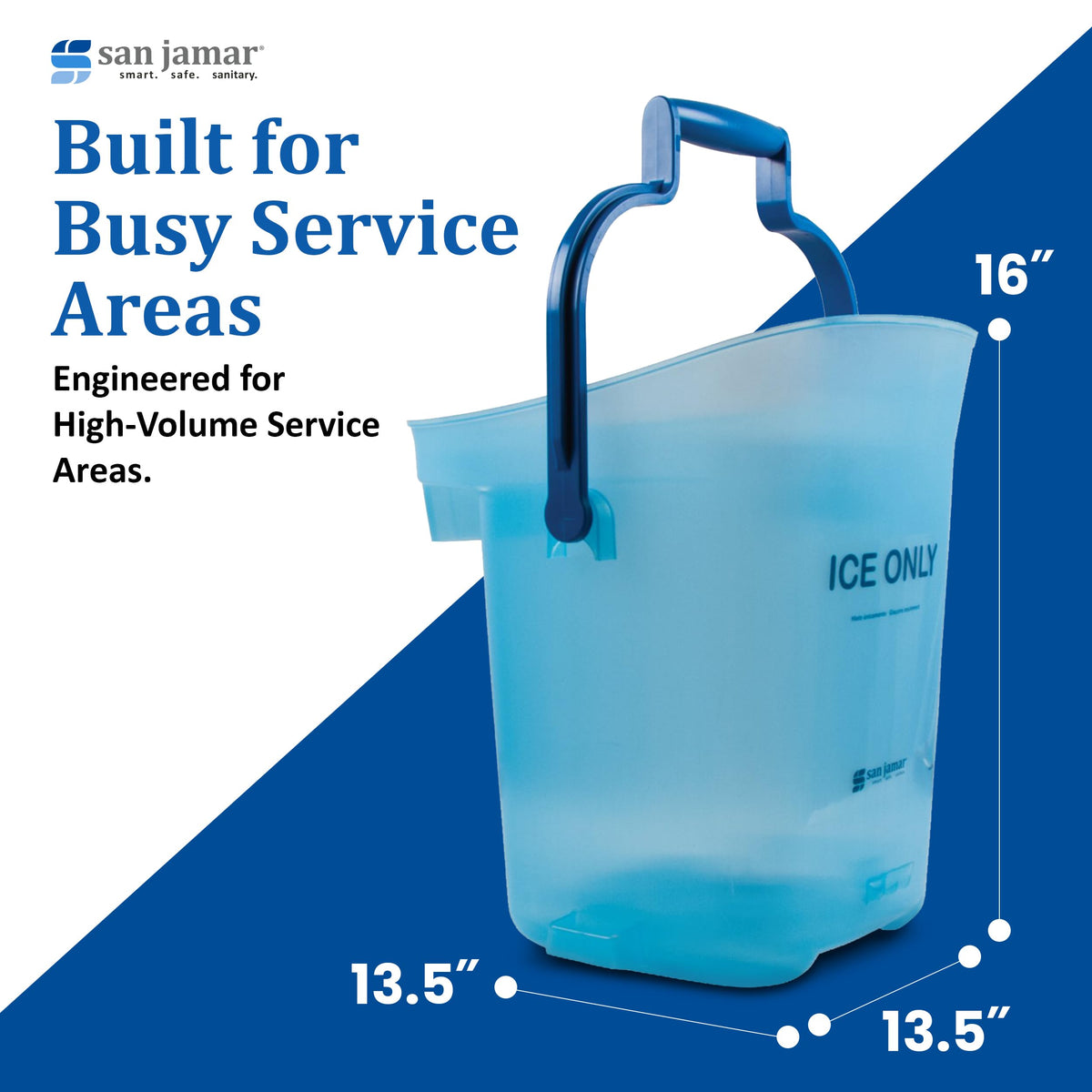 San Jamar Plastic Light Duty Ice Tote, 6 Gallons, Blue