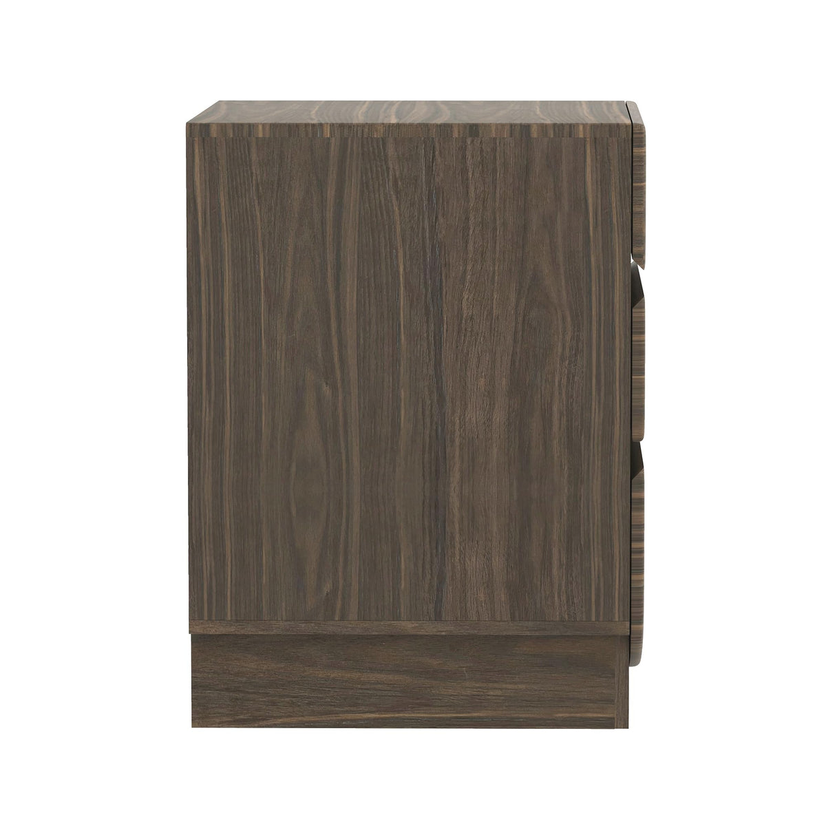 Manhattan Comfort Ardea Modern Nightstand with 3 Smooth-Glide Drawers, Compact Contemporary Bedside Table with Handle-Less Fronts, Rounded Edges, Walnut