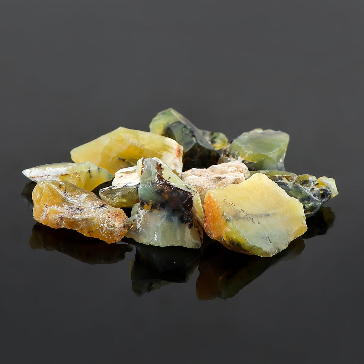 CRYSTALINES (5pcs) Natural Raw Dendritic Yellow Opal Gemstone, Wholesale Rough Stones, Reiki & Healing Crystals, DIY Jewelry Making Supplies, Wire Wrapping, Loose Gemstones, Gem Collection