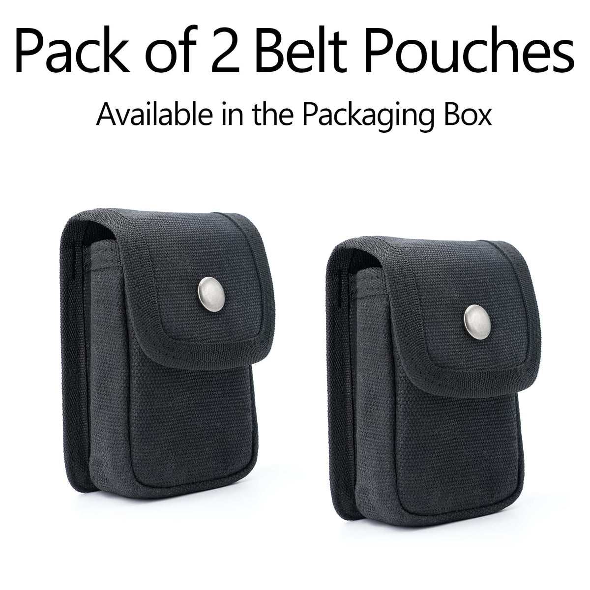 diodrio 2 Pack EDC Belt Pouches for Men Women, Small Utility Holster Pouches with Belt Loop for Hiking, Fishing, Camping, Snap Closure, Classic Waxed Canvas, Black Small