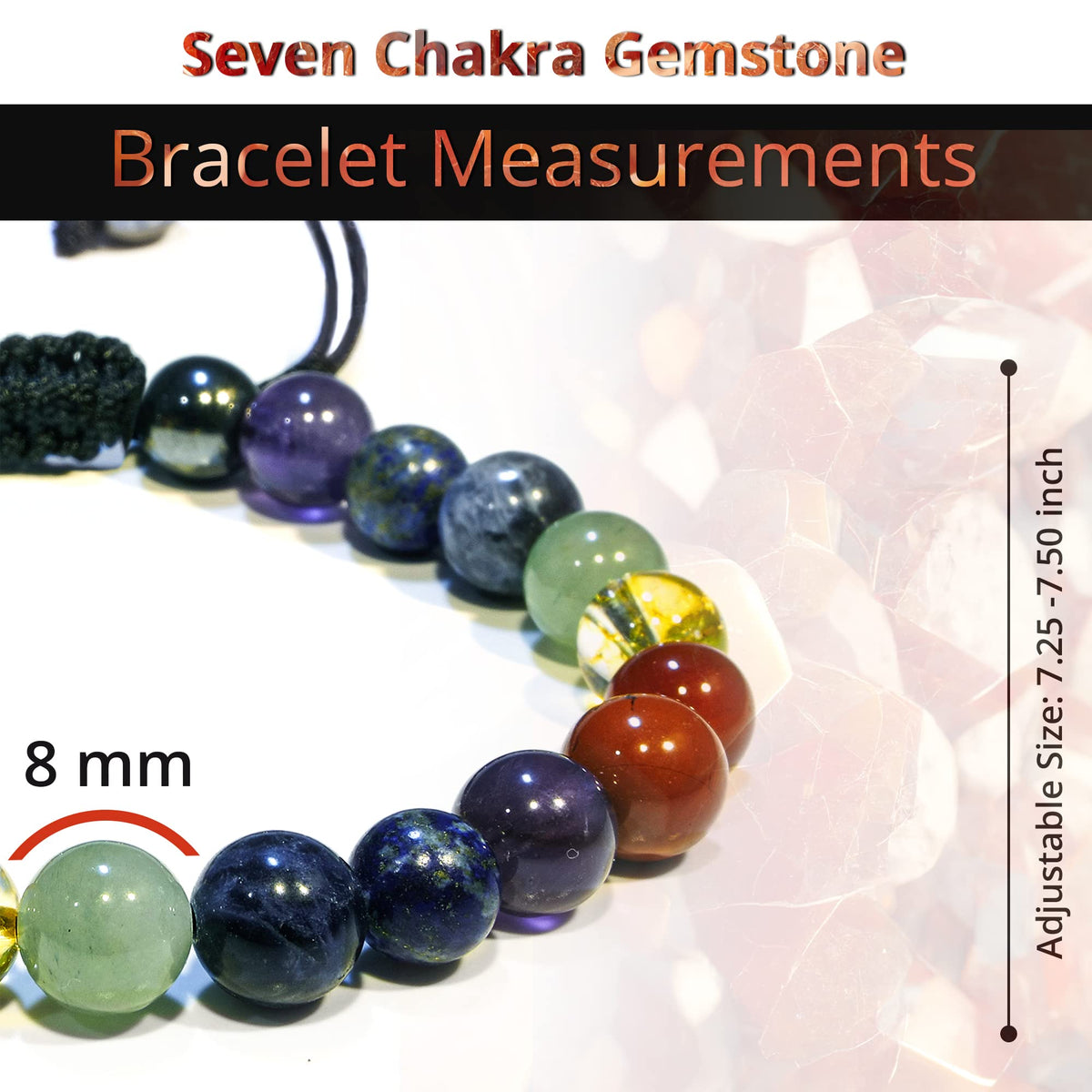 ANAYA AGATE Healing Crystal Bracelet – Chic Gemstone Bracelet for Men and Women – 8mm Round Bead Bracelets for Spiritual Healing, Protection, Positive Energy - Seven Chakra