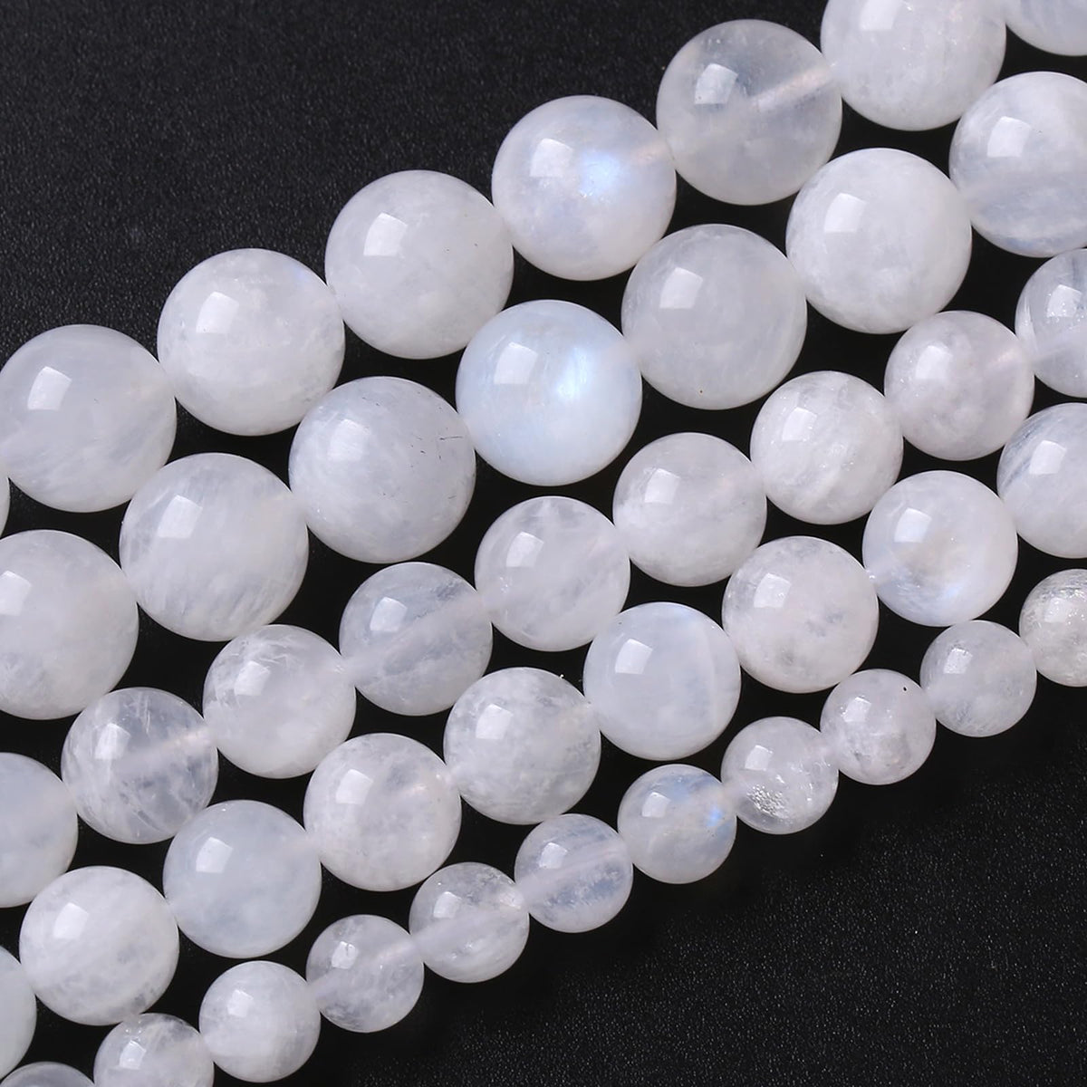 86pcs 4mm Natural Moonstone Gemstone Spacer Beads for Craft Jewelry Making DIY Bracelet