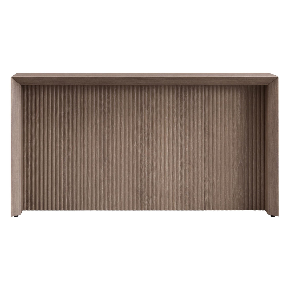 Henn&Hart 56" Fluted Wooden Rectangular Console Table Ribbed Entryway Table, Sofa Table for Entryway, Living Room, Couch, Hallway, or Office, Weathered Gray