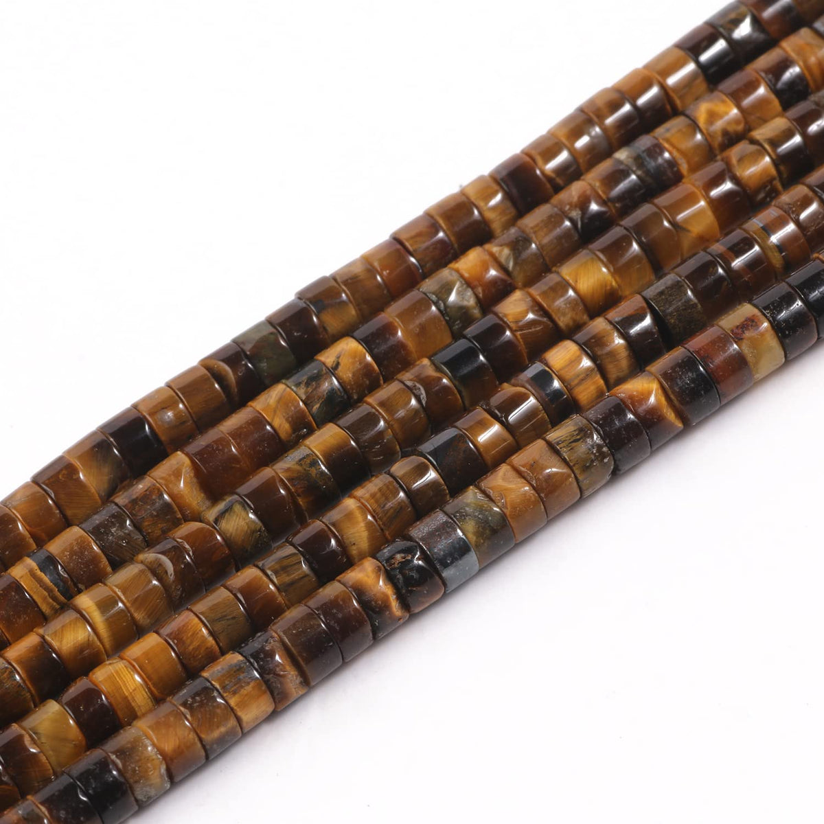 NITOPUPU 150Pcs 4×2mm Natural Yellow Tiger Eye Spacer Stone Beads for Jewelry Making Supplies, Loose Semi Flat Round Gemstone Tube Beads for Bracelets DIY Crafts