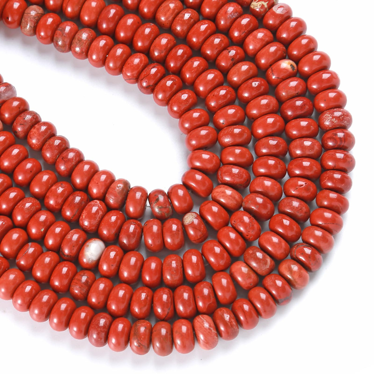 76pcs 5x8mm Natural Stone Chinese Red Jasper Rondelle Spacer Loose Beads Abacus Disk Stone Round Loose Gemstone Beads for Jewelry Making DIY Bracelet Necklace