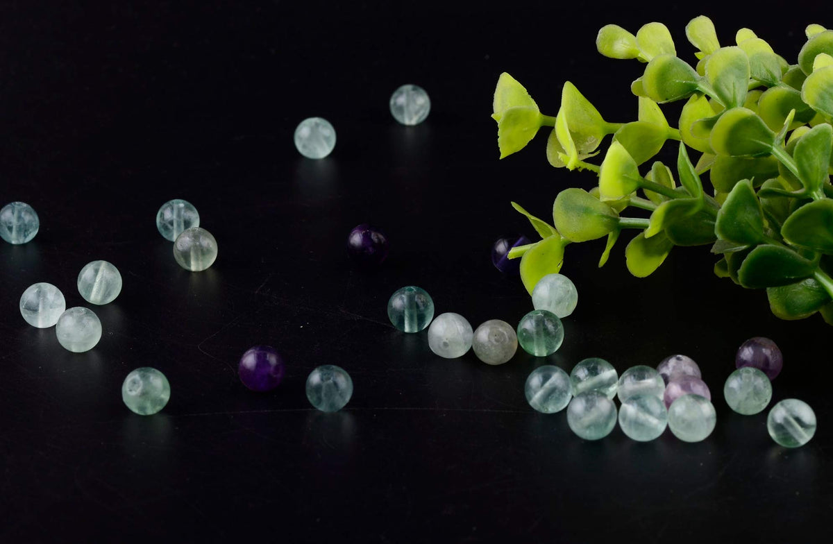 Natural Stone Beads 100pcs 8mm Fluorite Round Genuine Real Stone Beading Loose Gemstone Hole Size 1mm DIY Smooth Beads for Bracelet Necklace Earrings Jewelry Making (Fluorite Green, 8mm)