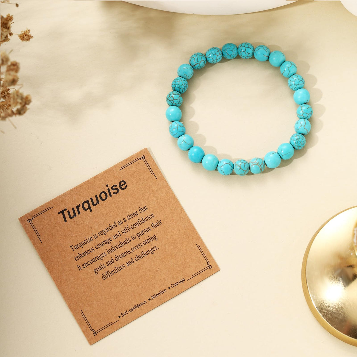 Kenailw Turquoise Bracelet for Women Turquoise Bead Bracelet Natural Stone Bracelet Turquoise Jewelry for Her Mum Daughter Birthday Gifts