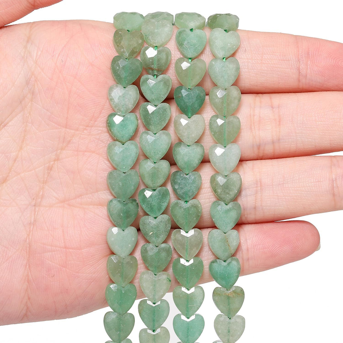 Nitopupu 22pcs Faceted Heart Stone Beads Natural Green Aventurine Bead 8mm Crystals and Healing Stones for Jewelry Making Supplies,Friendship Bracelet Kit,Love Gifts