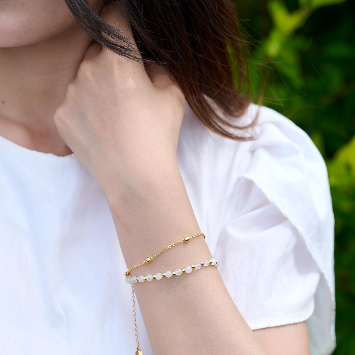 Farfume Moonstone Crystal Bracelet Beaded Bracelets for Women 4mm Natural Stone Beads Gemstone Handmade Jewelry Valentine's Day Gifts