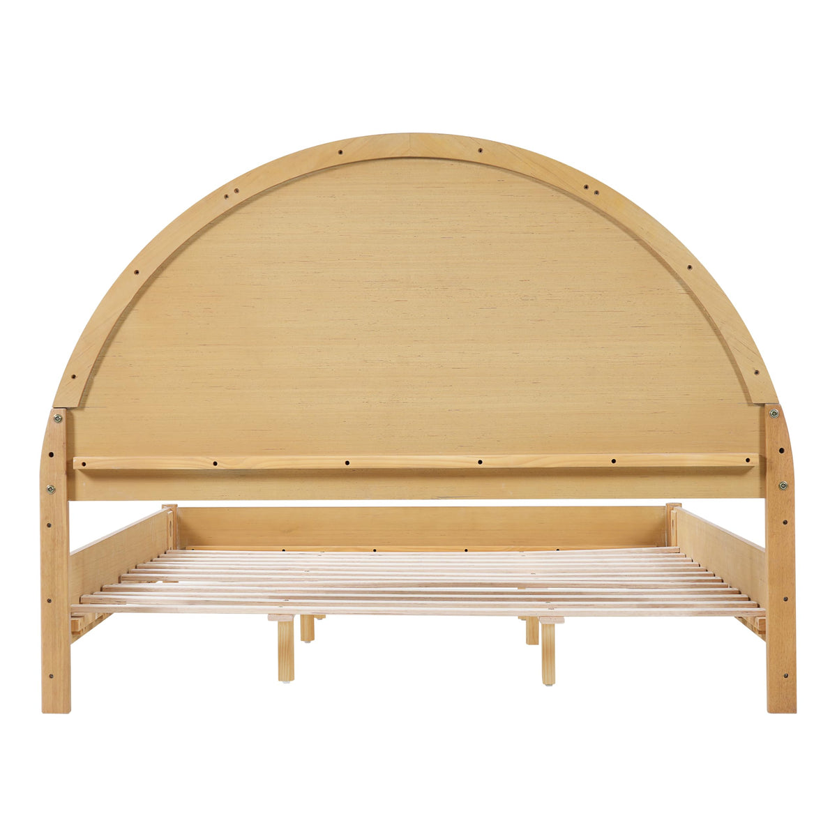 Christopher Knight Home Elsinore Queen Size Bed Frame with Arched Headboard, Modern Wooden Platform Bed, Wood Bed Support and Slats, No Box Spring Needed, Queen Size Beds for Adult, Natural Oak